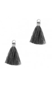 Ibiza style Tassel 1.5cm Silver - anthracite grey